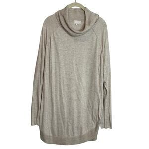 Caslon Womens Cowl Neck Tunic Sweater XL Beige Oatmeal Long Sleeve Relaxed Fit